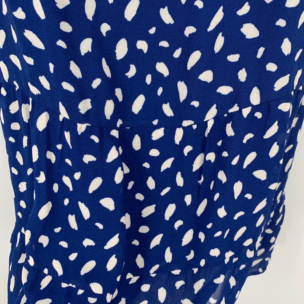 REFORMATION BLUE SPECKLED SPOTTED REFORMATION THE OTHELLO MINI DRESS Moray Print - Picture 8 of 12
